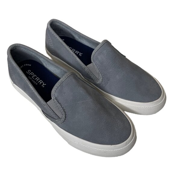 Sperry Gray Suede Slip-On Twin Gore Sneakers SIze 5 - Picture 1 of 16
